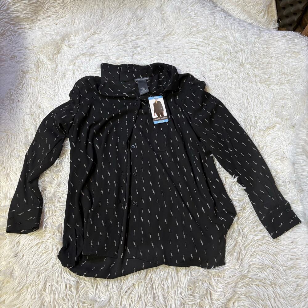 Chelsea & Theodore Black Blouse long sleeve large button